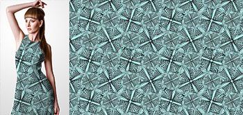 10003v Materiał ze wzorem kwiaty, wiatraki rysowane grubą kreską ułożone w optyczny motyw